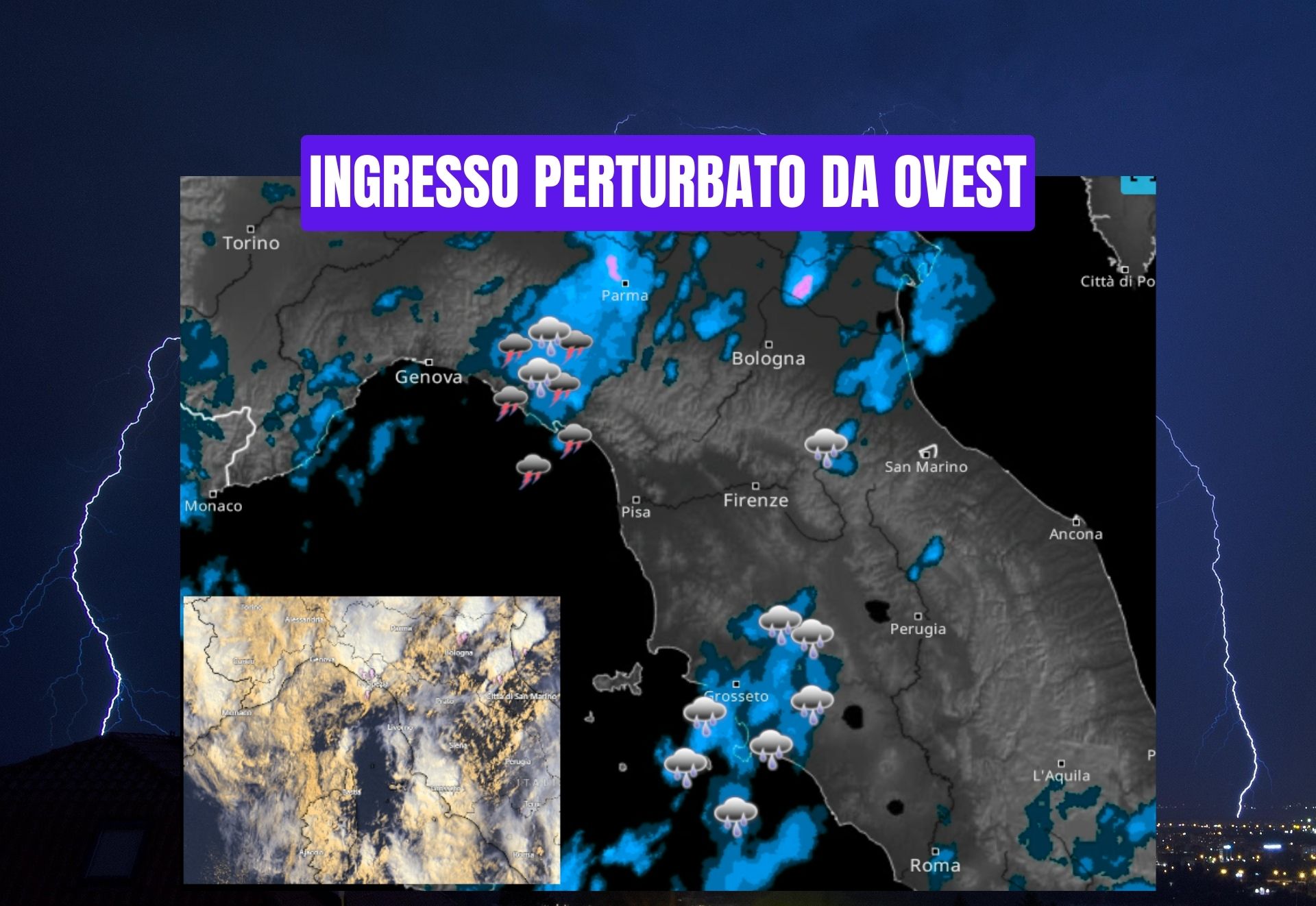 CELLE TEMPORALESCHE TRA TOSCANA E LIGURIA, PIOGGE SULLA MAREMMA – EVOLUZIONE PROSSIME ORE – METEO FLASH