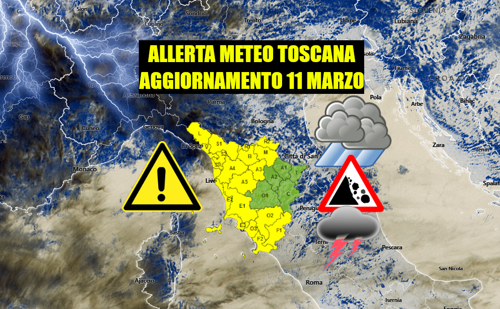 ALLERTA METEO TOSCANA: ESTESA LA VIGILANZA PER LE PROSSIME ORE – PIOGGE E TEMPORALI IN AZIONE ANCHE DOMANI